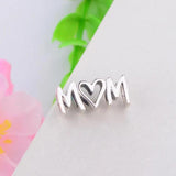 925 Sterling Silver MOM Heart Charms Beads for Bracelet Necklace Making