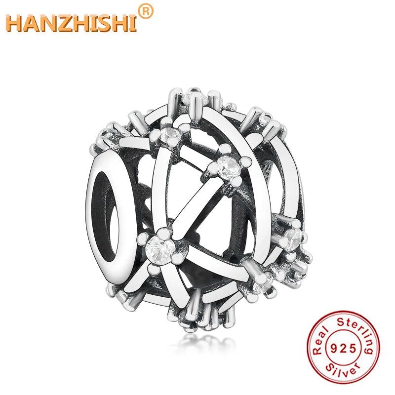 925 Silver Constellation Round Beads Charms for Bracelet Necklace