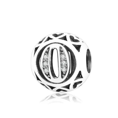 925 Sterling Silver Number 1-9 Round Charm Bead for Bracelet Jewelry