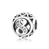 925 Sterling Silver Number 1-9 Round Charm Bead for Bracelet Jewelry