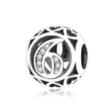 925 Sterling Silver Number 1-9 Round Charm Bead for Bracelet Jewelry