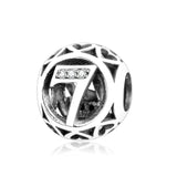 925 Sterling Silver Number 1-9 Round Charm Bead for Bracelet Jewelry