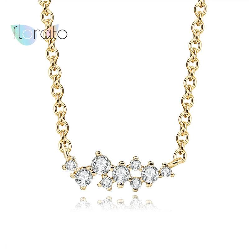 925 Silver Cluster Crystal Necklace for Women