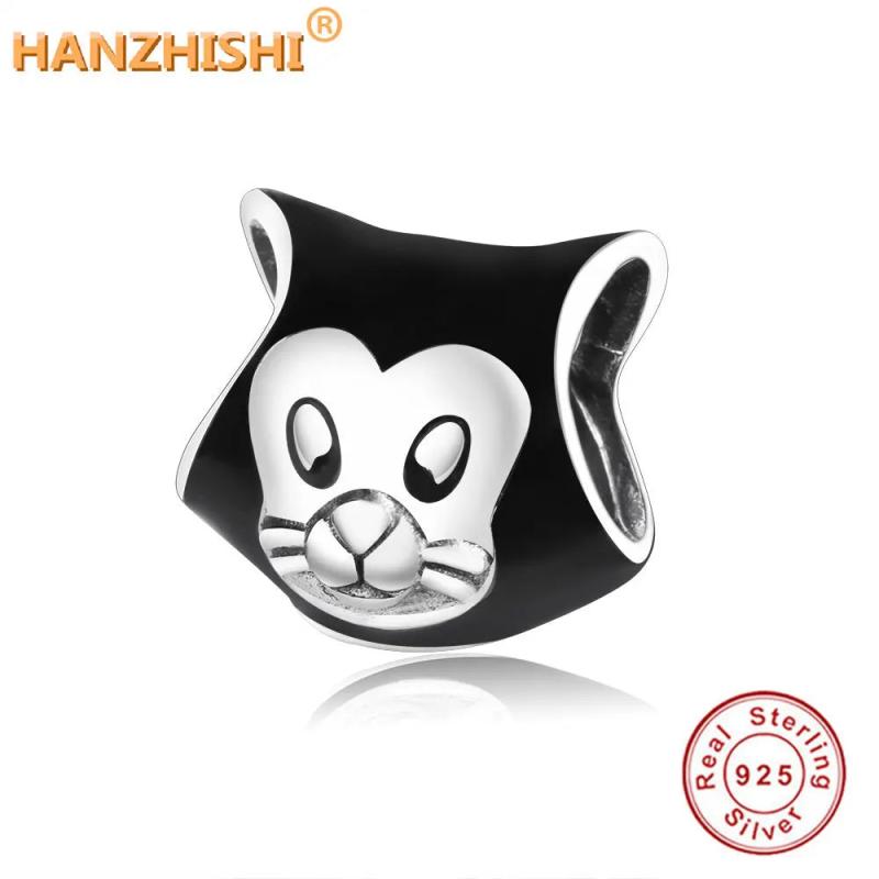925 Silver Fox Animal Enamel Bead Charm for Bracelets