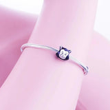 925 Silver Fox Animal Enamel Bead Charm for Bracelets