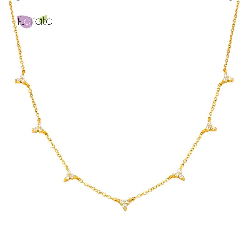 Women's 925 Silver CZ Necklace High Class Jewelry