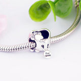 925 Silver Paw Heart Tag Engraving Fur Mum Dangle Charm Bead Bracelet Necklace