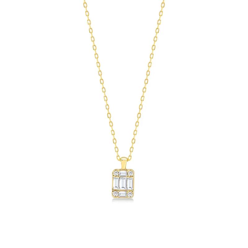 925 Silver Square Cz Pendant Necklace Thin Chain Clavicle Necklaces For Women