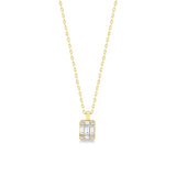 925 Silver Square Cz Pendant Necklace Thin Chain Clavicle Necklaces For Women