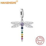 925 Silver Colorful Tail Dragonfly Charms for Bracelet Necklace