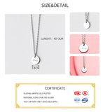 Minimalist Round Pendant Necklace LUCKY 925 Sterling Silver Choker
