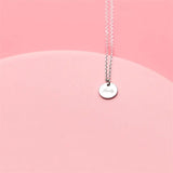 Minimalist Round Pendant Necklace LUCKY 925 Sterling Silver Choker
