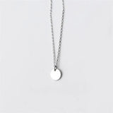 Minimalist Round Pendant Necklace LUCKY 925 Sterling Silver Choker