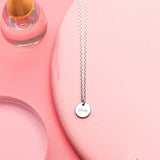 Minimalist Round Pendant Necklace LUCKY 925 Sterling Silver Choker