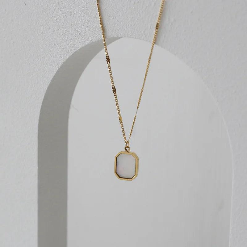 Vintage Hexagon Geometric Sequins Chain Necklace