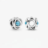 925 Silver Birthstone Circle Charm Bead for Bracelet Necklace