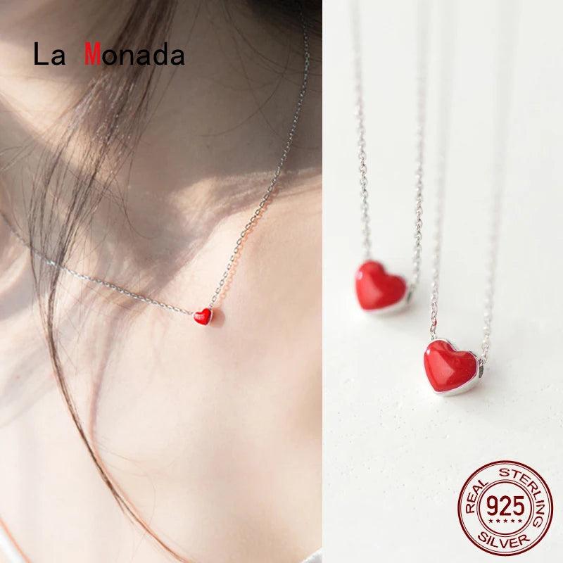 925 Silver Red Heart Necklace for Women - Elegant and Chic Jewelry