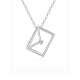 TrustDavis 925 Sterling Silver Envelope CZ Necklace For Women