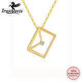 TrustDavis 925 Sterling Silver Envelope CZ Necklace For Women