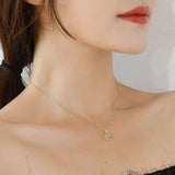 TrustDavis 925 Sterling Silver Envelope CZ Necklace For Women