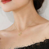 TrustDavis 925 Sterling Silver Envelope CZ Necklace For Women