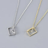TrustDavis 925 Sterling Silver Envelope CZ Necklace For Women