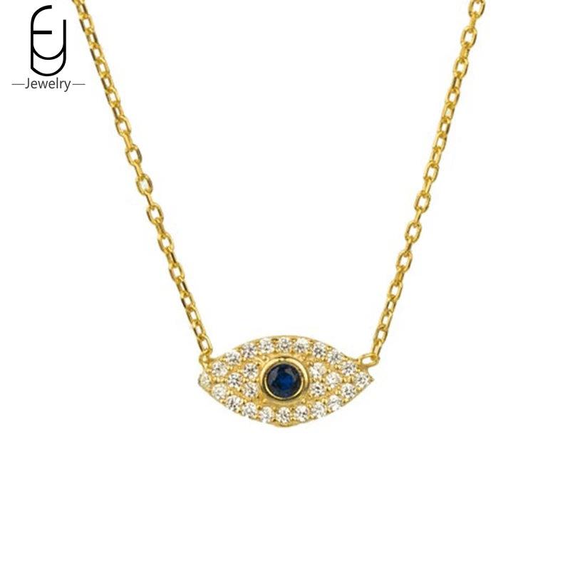 925 Silver Evil Eye Clavicle Chain Necklace High Jewelry