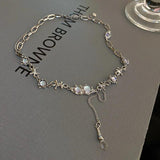 Gothic Style Moonstone Necklace for Women Zircon Choker Pendant Jewelry