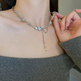 Gothic Style Moonstone Necklace for Women Zircon Choker Pendant Jewelry