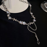 Gothic Style Moonstone Necklace for Women Zircon Choker Pendant Jewelry