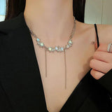 Gothic Style Moonstone Necklace for Women Zircon Choker Pendant Jewelry