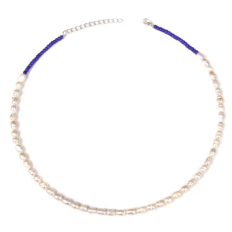 Pink Freshwater Pearl Chain Necklace Women Jewelry Orange Chocker