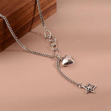 925 Silver Star Heart Tassel Chain Choker Necklace Women Fine Jewelry