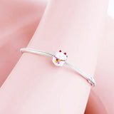 925 Silver Cat & Lucky Four-Heart Clover Charm Bead