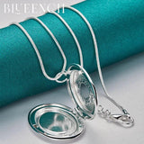 925 Silver Flip Pendant Necklace 16-30 Inch Chain for Women's Wedding Party