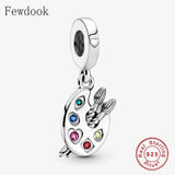 925 Sterling Silver Floating Art Tray Charm Bracelet Bead