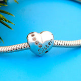 925 Silver Heart Charm Bracelet for Sister with Zircon Beads