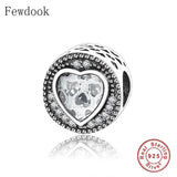 925 Silver Pink Heart Zirconia Charm Bead for Bracelet