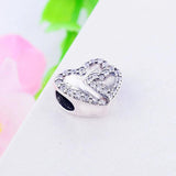 925 Silver Mix Zirconia Love Heart Bead for Bracelet Making