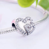 925 Silver Mix Zirconia Love Heart Bead for Bracelet Making
