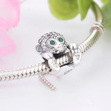 925 Silver Monkey Crystal Eye Snake Chian Tail Foot Print Bead