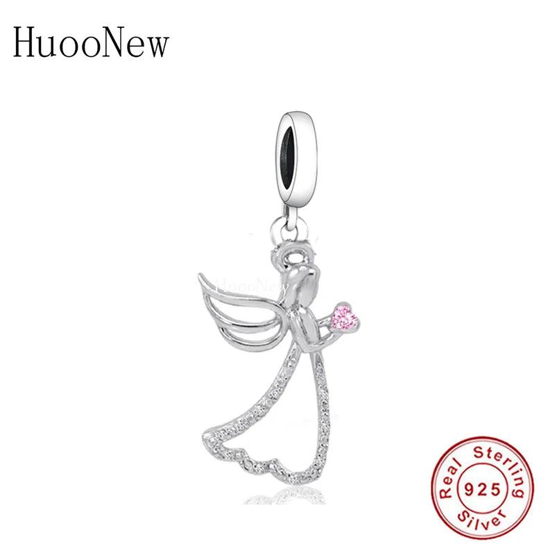 925 Silver Angel Hug Heart Blessing Bead Charm Bracelet