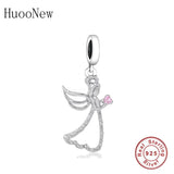 925 Silver Angel Hug Heart Blessing Bead Charm Bracelet