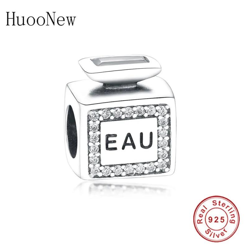 925 Sterling Silver EAU Perfume Zircon Beads Charm Bracelet