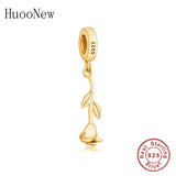 925 Silver Rose Flower Bead Charm Bracelet Wedding Berloque