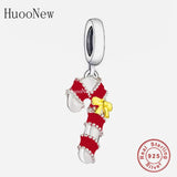 925 Silver Christmas Candy Enamel Crutch Bead for Charm Bracelet