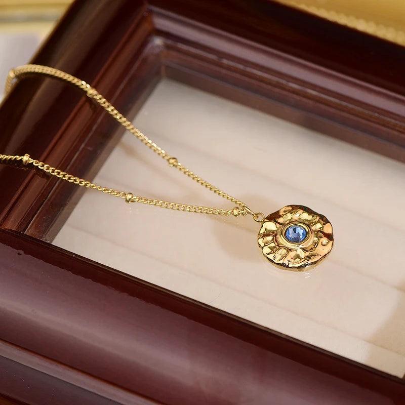 French Style Vintage Rhinestone Necklace 14K Real Waterproof High Clavicle Chain