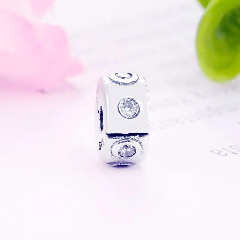 925 Sterling Silver Zircon Stopper Clips Bead for Charm Bracelet
