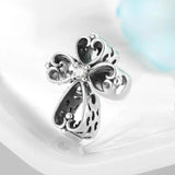 925 Silver Heart Vine Cross Bead Charm Bracelet
