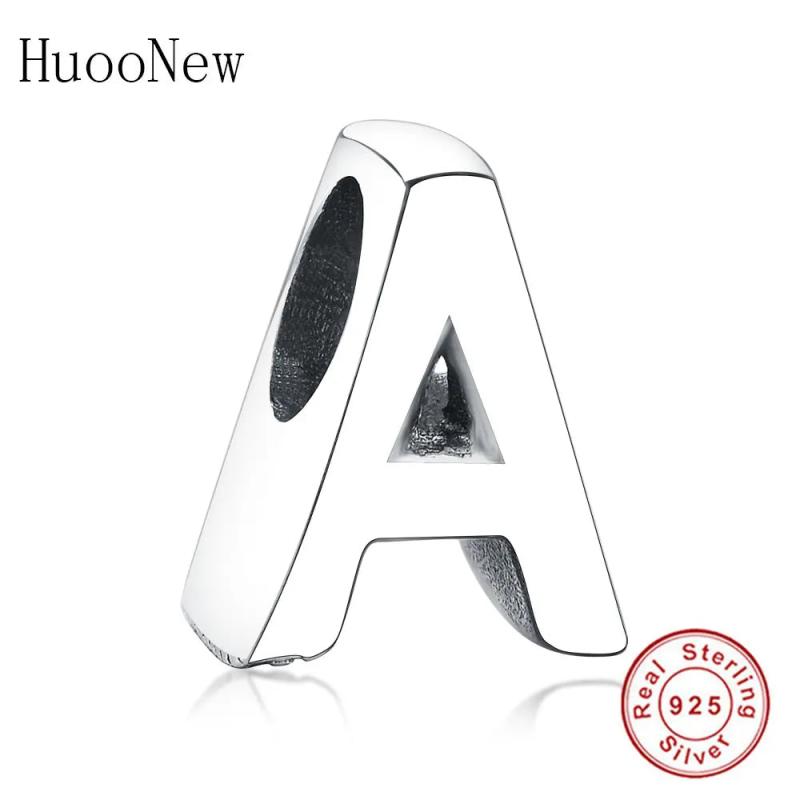 925 Sterling Silver Alphabet Letter A-Z Beads for Jewelry Making